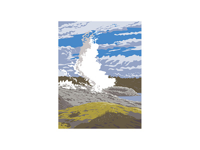 Whakarewarewa Thermal Reserve Rotorua New Zealand WPA Poster Art geothermal activity geyser national park service new zealand pohutu geyser rotorua tourist attraction whakarewarewa whakarewarewa thermal village wilderness wpa