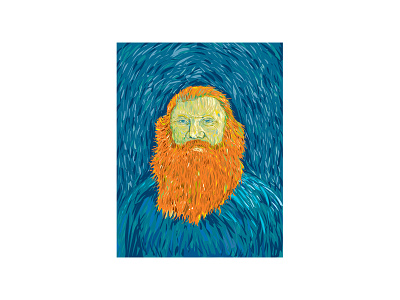 Old Man with Red Ginger Beard Post Impressionism Art Style