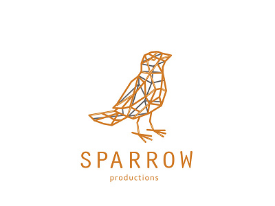 Sparrow Productions bird sparrow standing white background wireframe