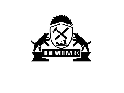 Devil Woodwork circular saw crest devil woodwork file hammer shield tasmanian devil