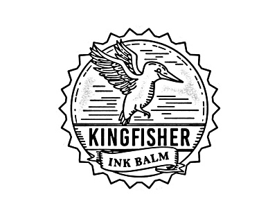 Kingfisher Ink Balm bird flying kingfisher kingfisher ink balm logo line drawing mono line monoline rosette side