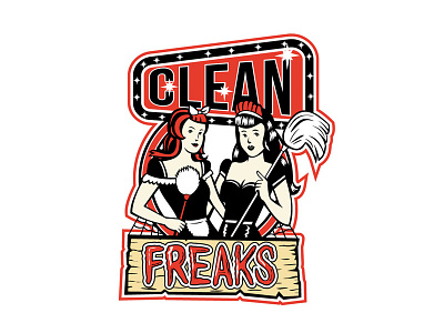 Clean Freaks 1950s 1960s cleaner female french maid pin up retro vintage