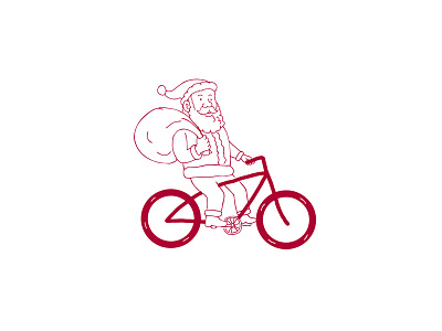 Santa Claus Riding Bicycle Side Cartoon