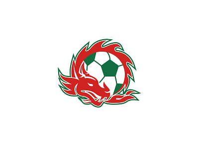 Welsh Dragon Soccer Ball ball banner coiling dragon mascot red retro soccer sport wales welsh