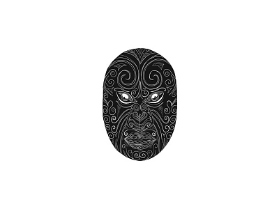Maori Mask Scratchboard eyes fierce maori mauri moko mouth open protuding scratchboard tiki