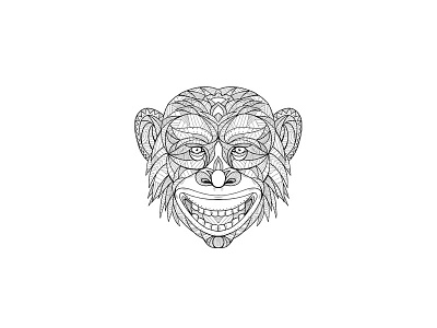 Chimpanzee Head Zentagle ape bonobo chimp chimpanzee face head monkey primate zentangle