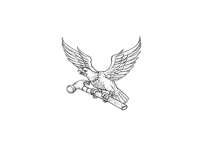 Eagle Clutching Hammer Drawing
