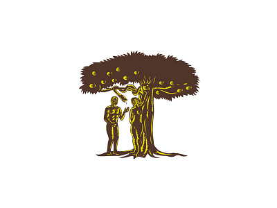 Adam and Eve Apple Serpent Woodcut