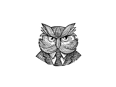 Hip Wise Owl Suit Woodcut hip hipster moustache owl suit and tie wearing wise owl woodcut