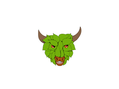 Green Bull Head Drawing bovine bull cow drawing forming green bull green leaves head leaf organic