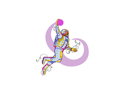 Astronaut Dunking Ball Doodle astronaut basketball cosmonaut doodle dunking jump jumping space suit spaceman