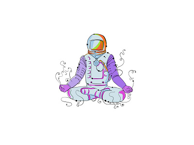 Cosmonaut Padmasana Position Doodle astronaut cosmonaut doodle lotus meditation padmasana spaceman yoga