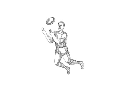 Aussie Rules Football Player Jumping Doodle