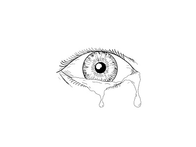 Human Eye Crying Tears Flowing Drawing