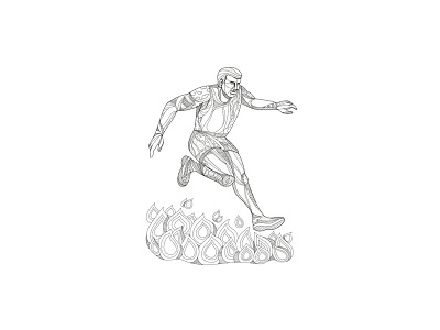 Obstacle Racer Jumping Fire Doodle Art