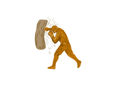 Boxer Punching Bag Drawing