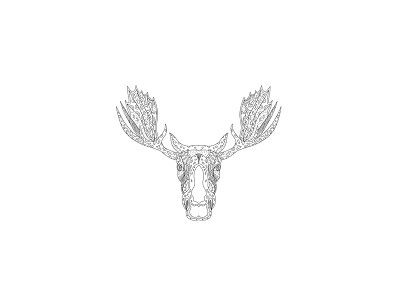 Bull Moose Head Doodle alces alces antler bull bull moose deer doodle elk eurasian elk head moose palmate
