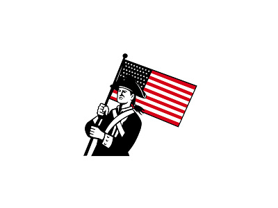American Patriot Holding Flag Retro
