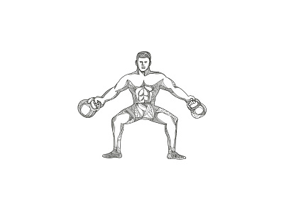 Fitness Athlete Lifting Kettlebell Doodle Art competitive fitness sport doodle fitness athlete kettlebell kettlebells lifting personal trainer strongman weight