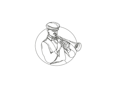 Jazz Musician Playing Trumpet Doodle Art brass instrument classical jazz doodle jazz jazz ensemble jazz musician music musician playing trumpet