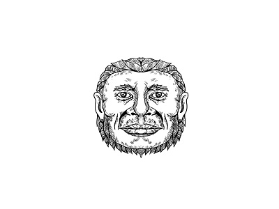 Neanderthal Male Head Doodle Art archaic human caveman doodle homo neanderthalensis neandertal neanderthal primitive