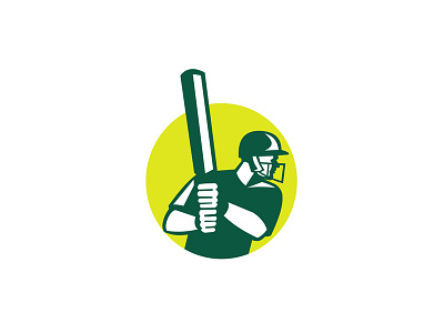 Cricket Batsman Batting Icon Retro