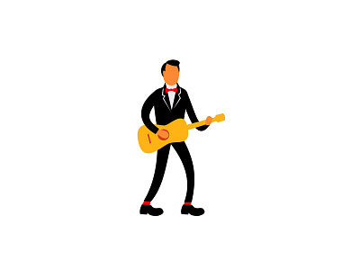 Guitarist in Tuxedo Playing Guitar Retro