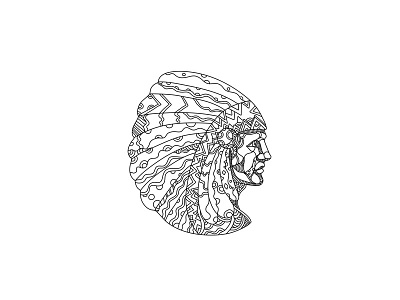 American Plains Indian with War Bonnet Doodle american indian american plains indian doodle feathered indian native american war bonnet