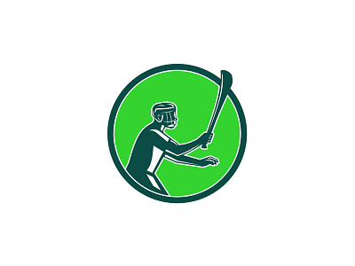 Hurling Player Icon Retro circle gaelic game game holding hurley hurling player retro sport wooden stick