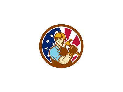 American Handyman USA Flag Icon american builder carpenter construction worker craftsman handyman icon tradesman worker