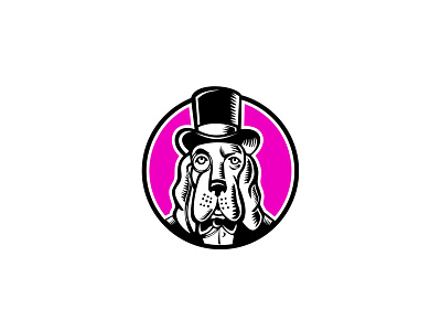 Basset Hound Monocle Top Hat basset hound beaver hat canine dog high hat hound mascot monocle puppy silk hat top hat woodcut