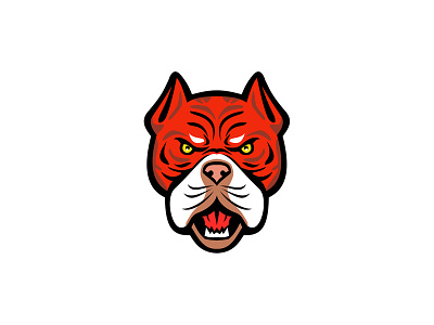 Red Tiger Bulldog Head Front Mascot american dog breed bulldog free style american bulldog mascot red nosed red tiger bulldog