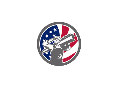 American Construction Worker USA Flag Icon american builder construction worker contractor h beam icon laborer steel worker tradesperson worker