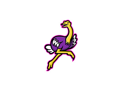 Ostrich Running Mascot africa bird common ostrich flightless bird full body head icon mascot ostrich running struthio camelus