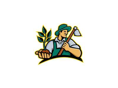 Organic Farmer Holding Plant Mascot