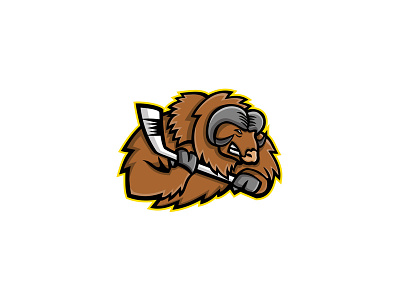 Musk Ox Ice Hockey Mascot arctic hoofed hockey ice hockey ice hockey stick mascot musk ox musk ox muskox muskoxen oxen