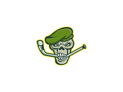 Green Beret Skull Ice Hockey Mascot beret commando elite light infantry green beret hockey ice hockey mascot skull special forces special ops