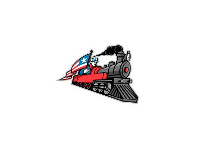 American Steam Locomotive Mascot driver engineer locomotive mascot mechanic railway locomotive steam engine steam locomotive train