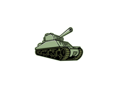 M4 Sherman Medium Tank Mascot armored battle tank cannon head icon m4 sherman mascot medium tank military vehicle world war ii