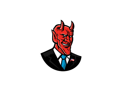 Devil Grinning Business Suit Mascot Eps10 american american flag business suit businessman demon devil mascot satan