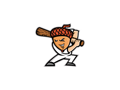 Acorn Baseball Mascot acorn baseball baseball bat baseball player batting mascot nut oak oak oak nut