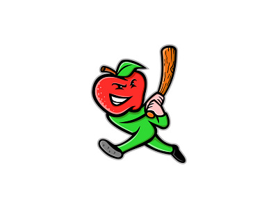 Apple Baseball Mascot apple ball sport baseball baseball bat baseball player batting mascot sport