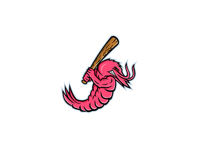 Jumbo Shrimp Baseball Mascot aquatic crustacean baseball baseball player batting jumbo shrimp king prawn mascot prawn shrimp