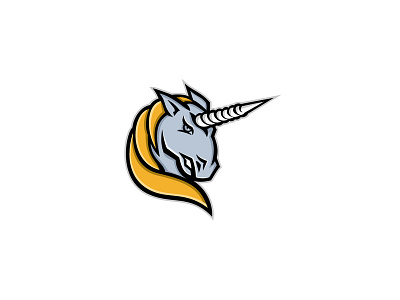 Unicorn Head Mascot beast creature equine horn horned horse legendary mascot mythical spiraling horn unicorn icon