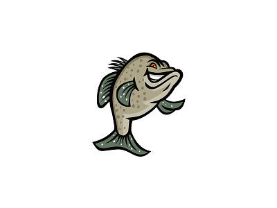 Crappie Fish Standing Mascot crappie crappie bass croppie mascot papermouths speckled bass speckled perch specks strawberry bass