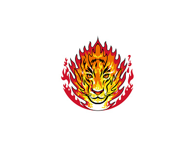 Flaming Tiger Head on Fire Mascot