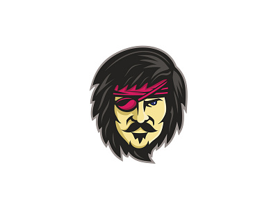 Corsair With Eye Patch Mascot beard brigand corsair eye patch long hair mascot moustache patch pirate privateer