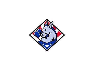 American Donkey Boxer USA Mascot american boxer democrat democratic donkey flag gop grand old party head horse icon jackass mascot mule star spangled banner stars and stripes usa