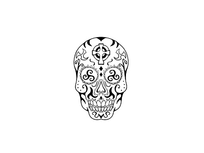 Mexican Skull Triskele Celtic Cross Tattoo art calavera celtic cross charcoal cross decoration ink mexican skull skull tattoo tattooing triskele triskelion