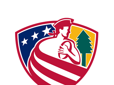 American Patriot Rugby Shield american mascot patriot pine tree rugby rugby league rugby union star spangled banner flag stars and stripes usa